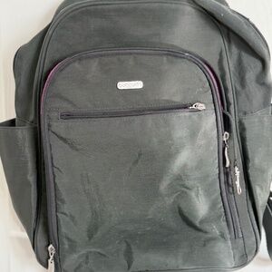 Baggallini Essential Laptop Backpack Gray with Pink Lining
